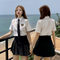 Student clothes jk uniform female summer school uniform class suit suit high school white shirt short-sleeved college style basic style tide