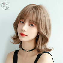 Simple short hair wig female fluffy bobo head natural girl round face valgus full headgear short curly hair