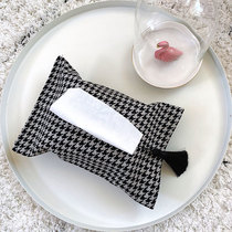 Nordic ins thousand bird grid light luxury cotton linen tissue box car living room dining room Nordic paper bag napkin