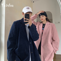 roora couples spring and autumn corduroy suit mens medium and long ins net red tide brand small suit bf ruffian handsome jacket