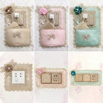 Simple modern fabric lace switch protective cover home living room wall socket decoration switch sticker wall sticker non-stick