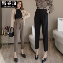 High waist casual suit pants overalls spring 2021 new womens pants straight thin wild radish pants tide