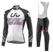 LIV new purple white powder downhill suit all riding clothes womens long sleeve fleece suit
