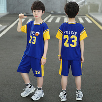 Boy Basketball Suit Sports Short Sleeve Suit Summer Dress 2022 New Handsome Boy Summer Medium Boy Child Foreign Air
