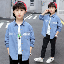Boy Cowboy shirt 2022 Spring loaded with new Korean version CUHK Tong Chun Autumn Long sleeves shirt Childrens clothes handsome jacket
