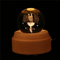 Birthday Tanabata Valentines Day gift music box rotating dancing Princess Ballet girl Crystal ball Wooden music box