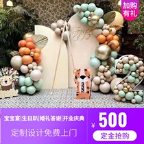 Babys year-old banquet layout KT board background wall cartoon animal birthday party balloon decoration retro style Chengdu door-to-door