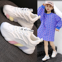 Childrens sports shoes 2021 new autumn boy net shoes girls shoes breathable mesh small white shoes father shoes