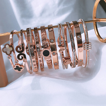 Rose gold titanium steel bracelet female hand jewelry Net red Korean version of simple personality does not fade cold wind ins tide too chain