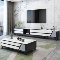 TV cabinet coffee table combination modern simple light luxury living room tempered glass marble retractable small house Cabinet