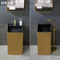 Nine Wood dynasty Nordic light luxury column basin integrated washbasin simple golden column Basin Square