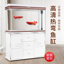 Songbao household small and medium hot curved glass 60 aquarium 80 rectangular large fish tank landscape HD goldfish tank