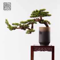Simulation of welcome pine new Chinese hotel corridor villa porch home accessories Poohan pine tree potted bonsai