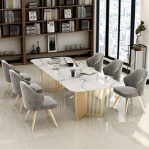 Nordic marble long table conference table modern desk long table Workbench Light luxury simple reception negotiation table and chair