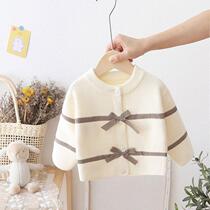 2021 girls sweater Spring and Autumn wear 3-year-old baby cardigan 2 girl knitwear baby coat thin