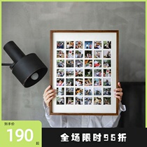 48 palace grid photo frame wall hanging photo frame Nine palace grid solid wood wash photo printing wedding frame Children baby sleeping map