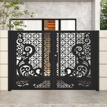 Modern Minimalist Iron Art Gate Villa Courtyard Stainless Steel Portal Outside Garden Yard Door Single Double Open Door Custom