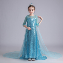 Frozen Aisha Princess Skirt Girls Evening Dress Long Tail Six One Childrens Dress Performance Costume