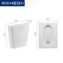 HEGII Hengjie household bathroom ceramic squatting toilet water tank whole set of anti-odor squatting toilet pit large urinal