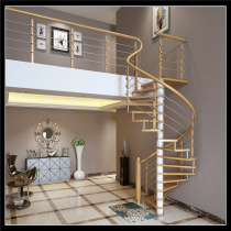 Mebu steel structure staircase custom indoor Nordic duplex wooden household stair handrail attic center column rotating staircase