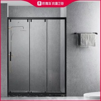 Rose Island shower room fourth generation minimalist black stainless steel three-move door large entry space