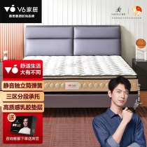 V6 home mousse group fashion brand latex mattress spring mattress coconut palm mattress 1 8 m double mattress
