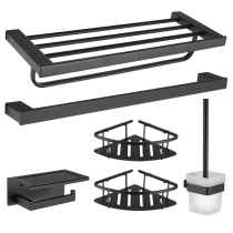 Heart Sea Galan stainless steel towel rack toilet hardware pendant set wall-mounted matte black rack