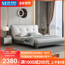 South luxury north China light luxury leather bed 18 meters double master bedroom small apartment modern simple color matching soft bag bed 1061