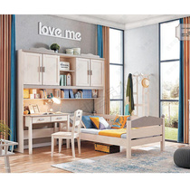 Like me 626 solid wood wardrobe bed with bookcase desk modern combination childrens furniture bed without storage drawer