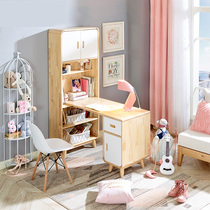 Ximengbao childrens desk bookcase Big white all solid wood learning desk Computer desk corner desk Bedroom desk cabinet