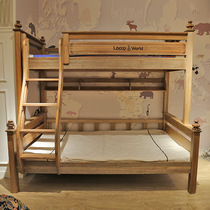 Beifan Luoque small town bunk bed 518-12 natural log Chinese style with railings high and low bed childrens bedroom bed