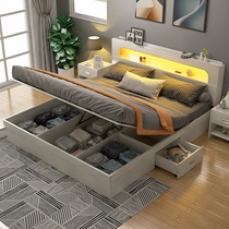 Fu Yu Nordic Storage Pneumatic High Box Storage Bed Simple Double 1 5 m 1 8m Small Family Master Bedroom Tatami