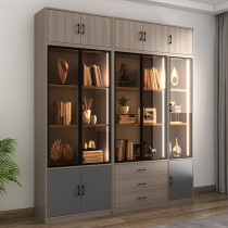 Fu Yu Nordic bookcase living room luxury glass with door simple bookcase cabinet floor study bookcase whole wall