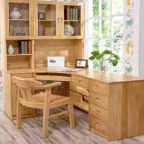 Hauna House solid wood New Zealand pine green corner desk with bookshelf color size can be customized
