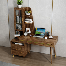 Fuyu Nordic light luxury solid wood desk One-piece bookshelf combination bookcase Home study Computer desk writing desk