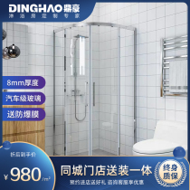 Dinghao round arc shower room stainless steel A31 curved tempered glass custom toilet partition overall hygiene