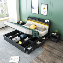 SAY Nordic 1 8-meter double bed high box storage bed Pneumatic storage main and second bedroom Modern simple light luxury with drawers