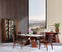 Aimu dining table solid wood dining table dining table Post modern minimalist style KS-1358 (one table six chairs)