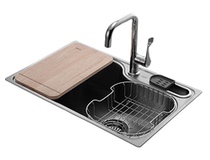 Olin stainless steel sink double groove package kitchen easy-clean sink CS539 with faucet kitchen sink
