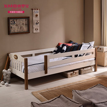 Happy Dreams Precious Children Furniture Solid Wood Children With Bar Board Pine Wood Bedroom Small Bed Step Cottage Straight bed