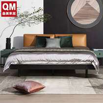 Qu Mei Home Brief Leather Bed Light Extravagant Modern Minimalist Leather Bed Double Peoples Bed Main Sleeper Bed 1 8 m Soft Bed
