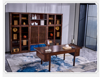 Bai Sen Youjin wood bookcase floor-to-floor living room storage cabinet solid wood living room study whole bookcase wall new Chinese style