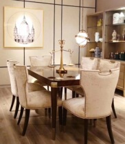 Beautiful home American light luxury American pastoral dining chair Solid wood soft bag dining chair Home study book chair