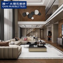 Jane one marble tile quiet elegant brown hanging TV background living room background wall modern simple light luxury