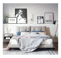 Lins wood industry modern minimalist bunk art bed double bed net red bed light extravagant Nordic master bedroom furniture RAG1A