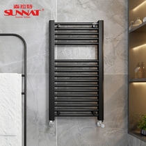 Senrat small basket radiator bathroom bath warm winter wall-mounted shelf black steel towel rack
