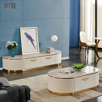 Modern light and luxurious marble tea table TV cabinet combination after combination of light and luxurious tea table TV cabinet