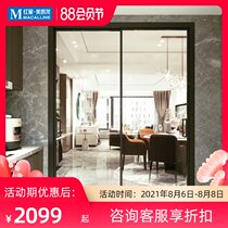 Imperial doors and windows two-track sliding door Aluminum alloy kitchen door Glass door Bathroom door Knight light 45 series