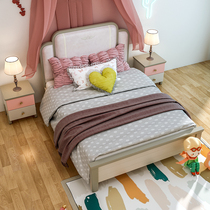 Fu Yu children's bed lovely princess bed girl pink soft bag 1 5M solid wood single bed girl bedroom suite