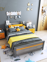 Eurasian huang chao light luxury childrens single girls and boys high box chu wu chuang 1 2 meters Wood teen bed